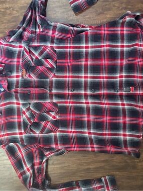 Rocawear Red, Black and White Plaid Button-Down Shirt
